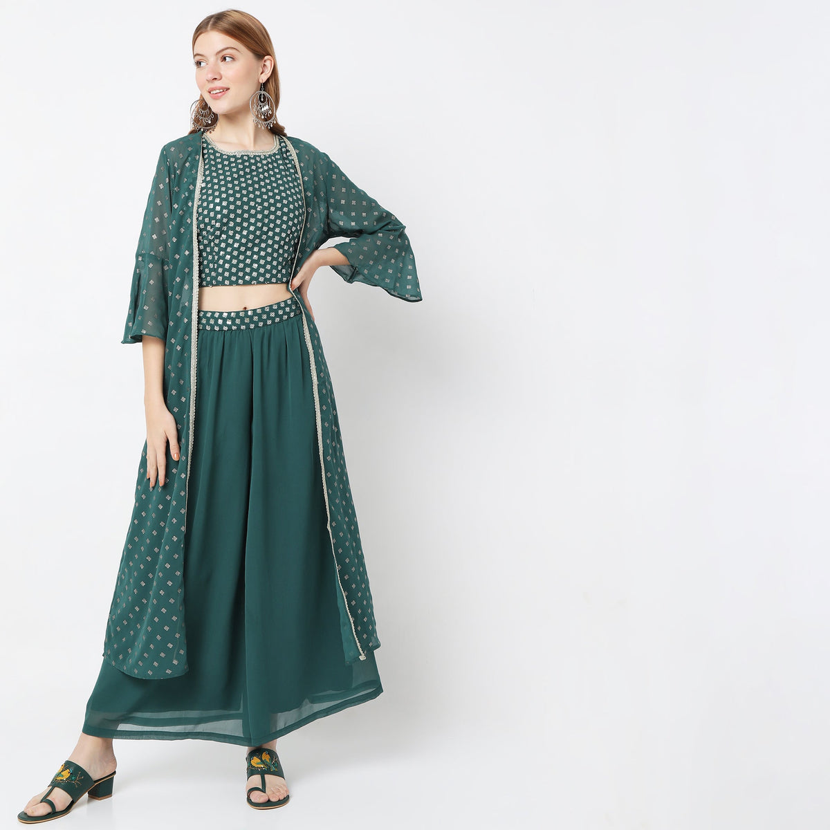 Flare Fit Embellished Ethnic Set