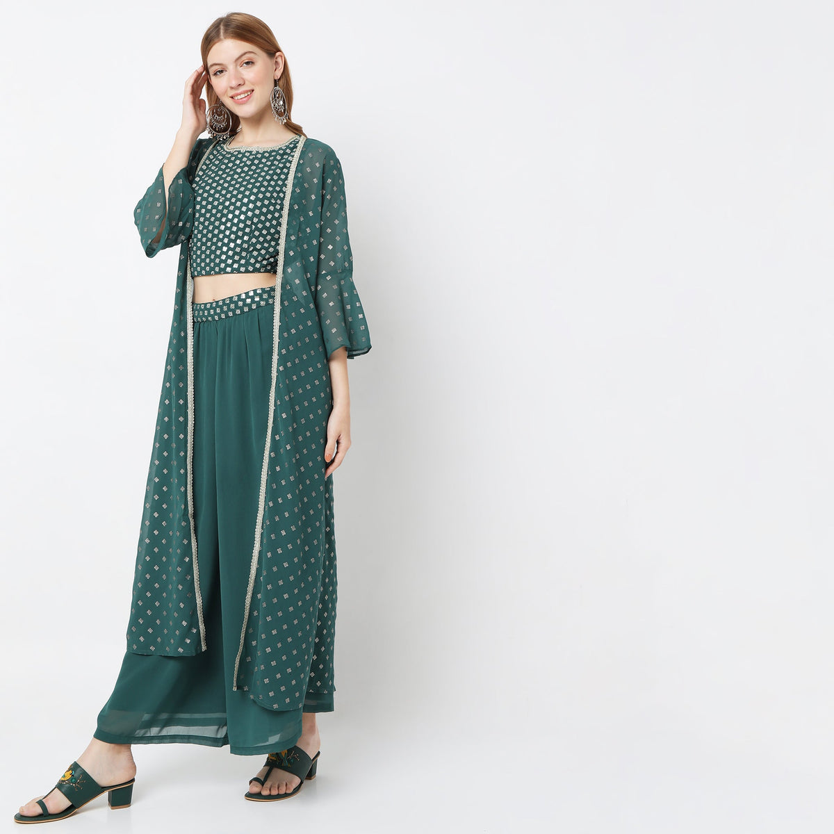 Flare Fit Embellished Ethnic Set