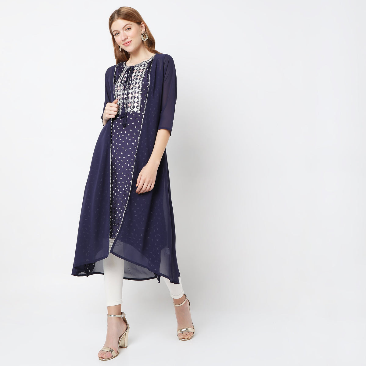 Flare Fit Embellished Kurta