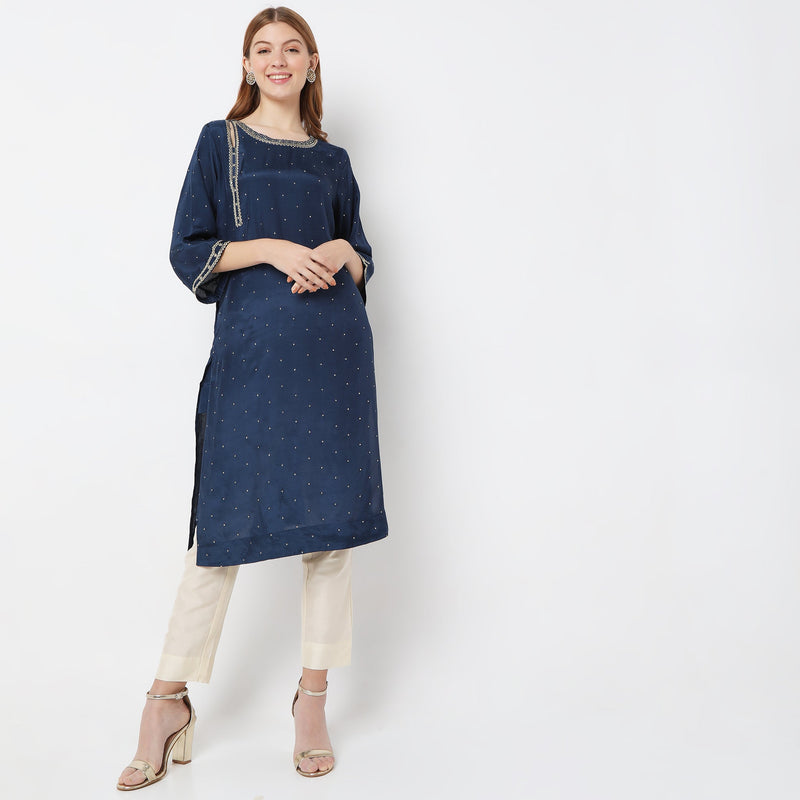 Flare Fit Embellished Kurta