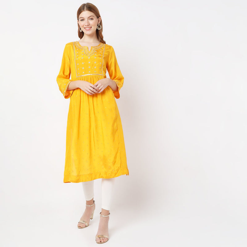 Flare Fit Embellished Kurta