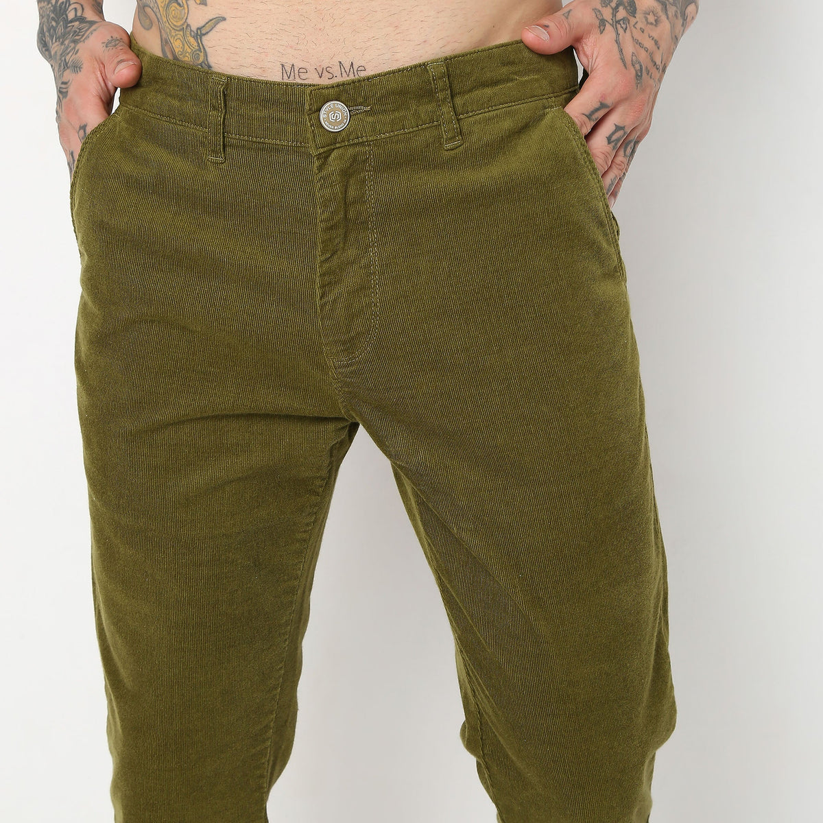 Slim Fit Solid Mid Rise Trousers