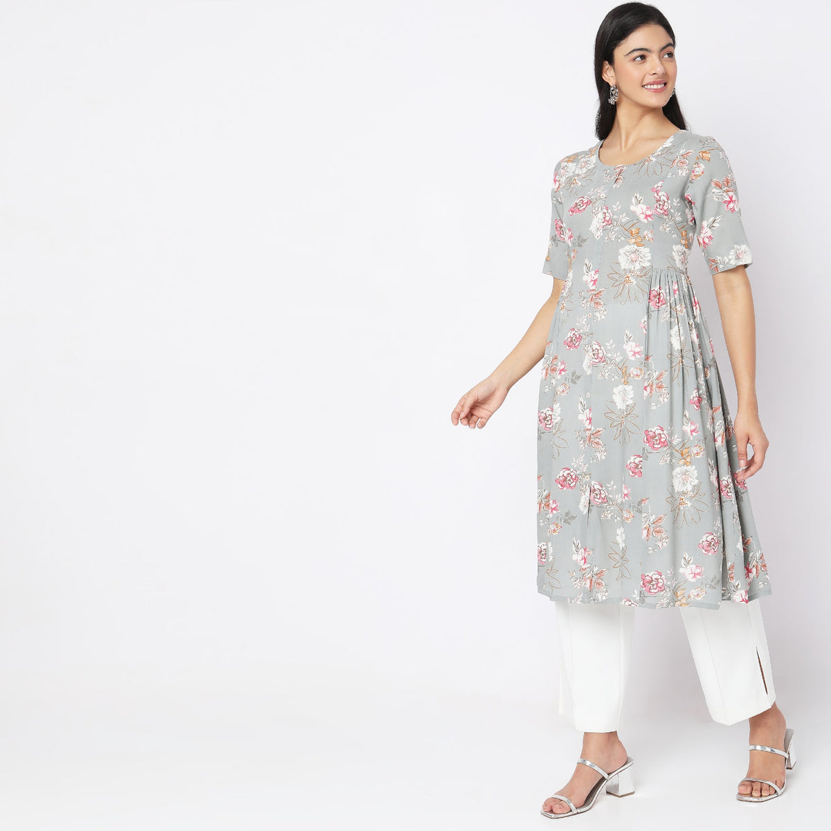 Flare Fit Floral Kurta