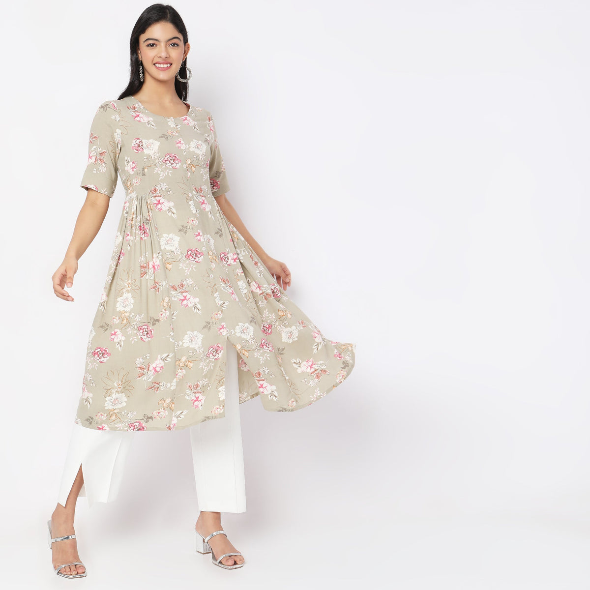 Flare Fit Floral Kurta