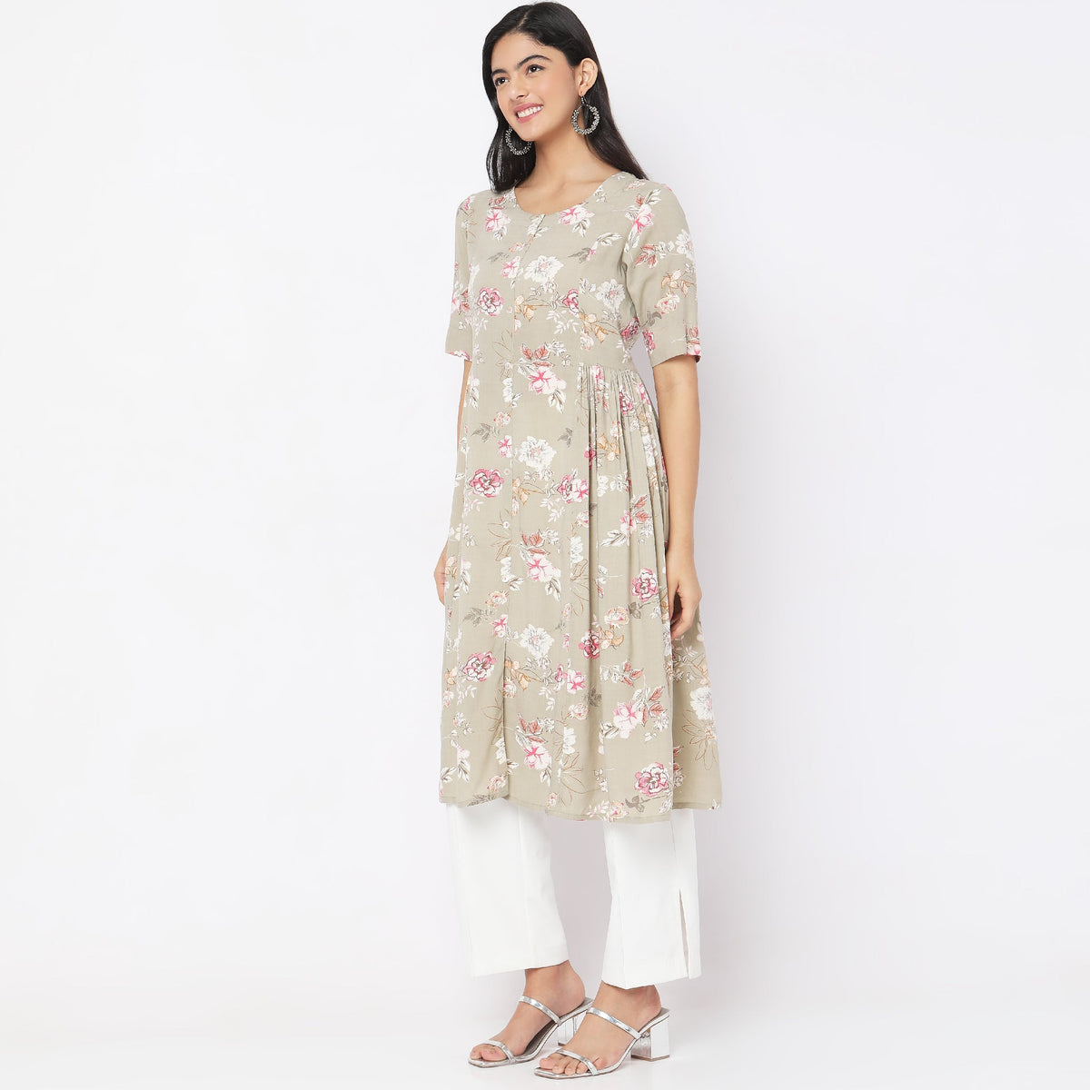 Flare Fit Floral Kurta