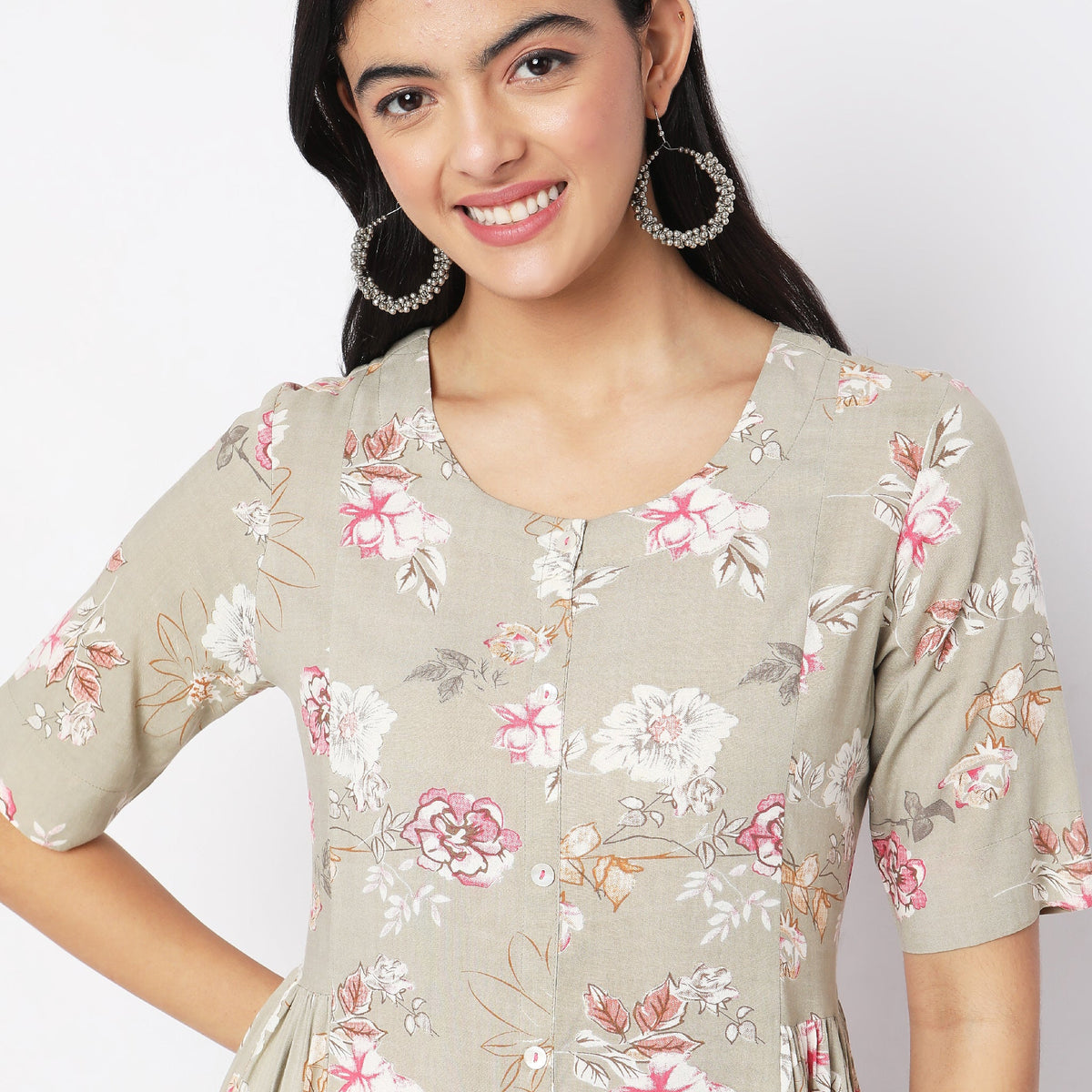 Flare Fit Floral Kurta