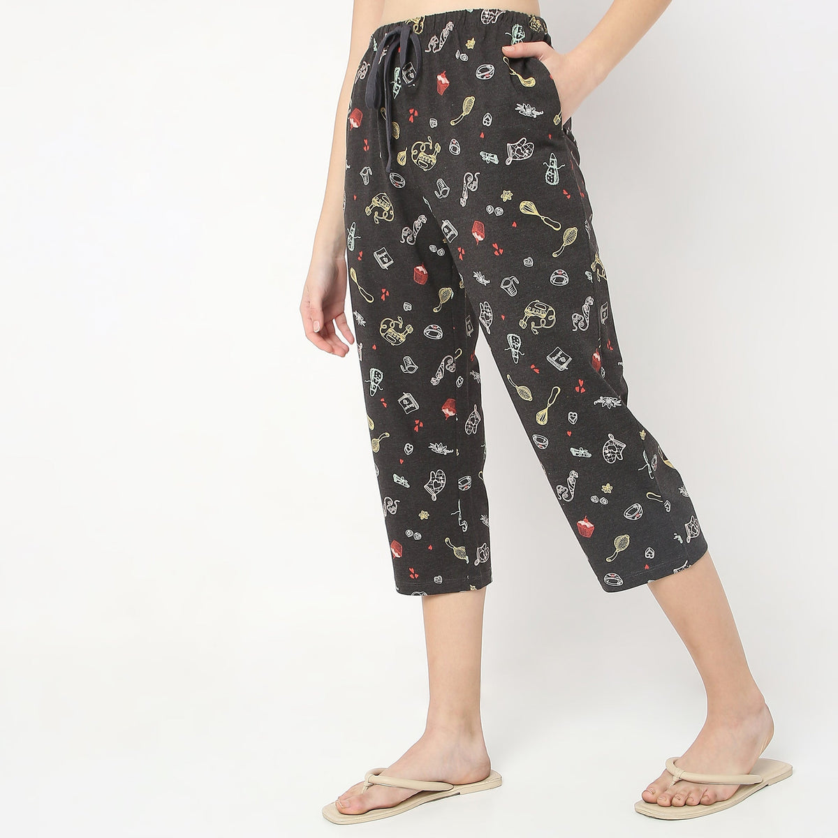 Regular Fit Printed Capris