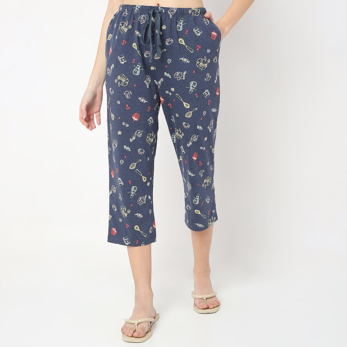 Regular Fit Printed Capris