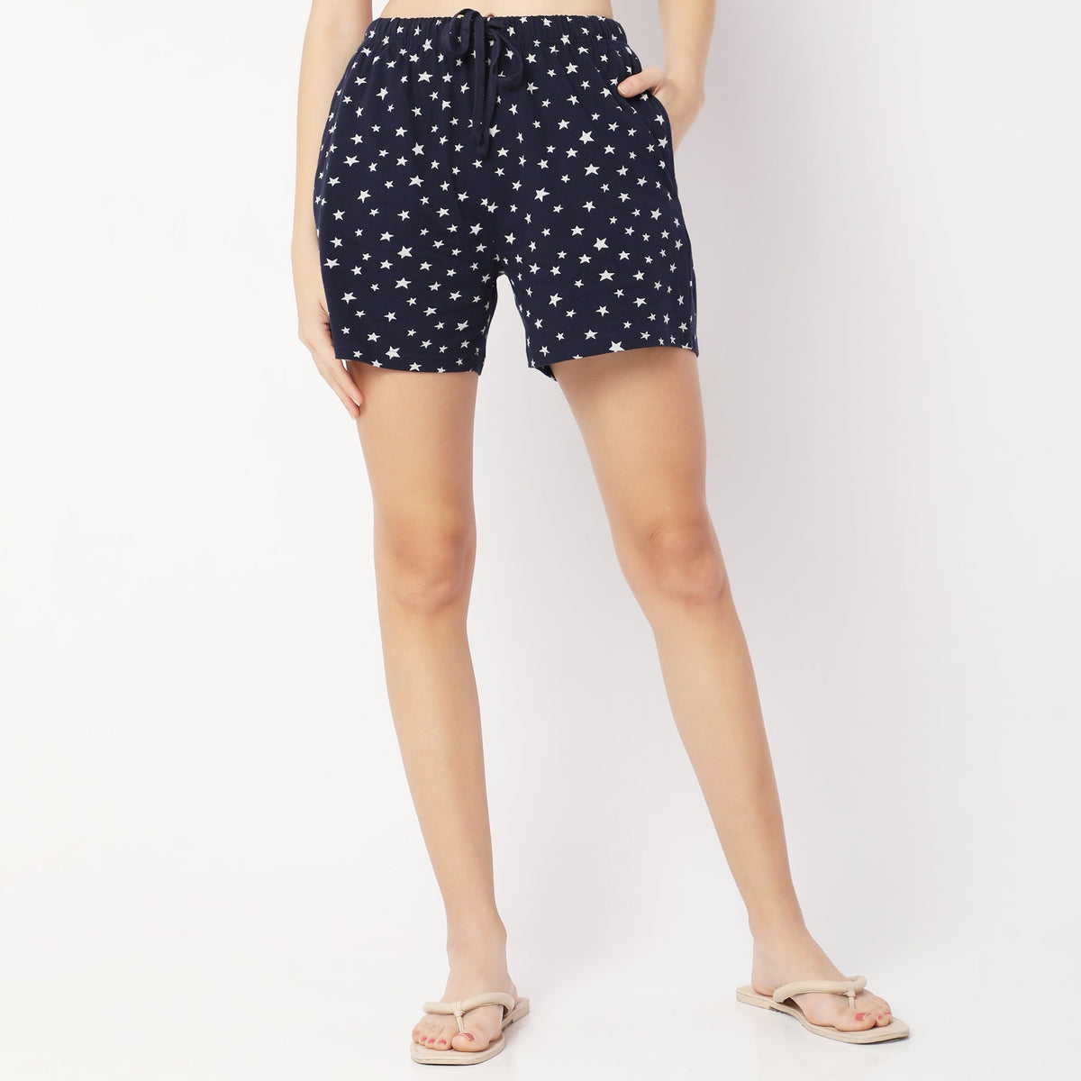 Regular Fit Printed Mid Rise Shorts