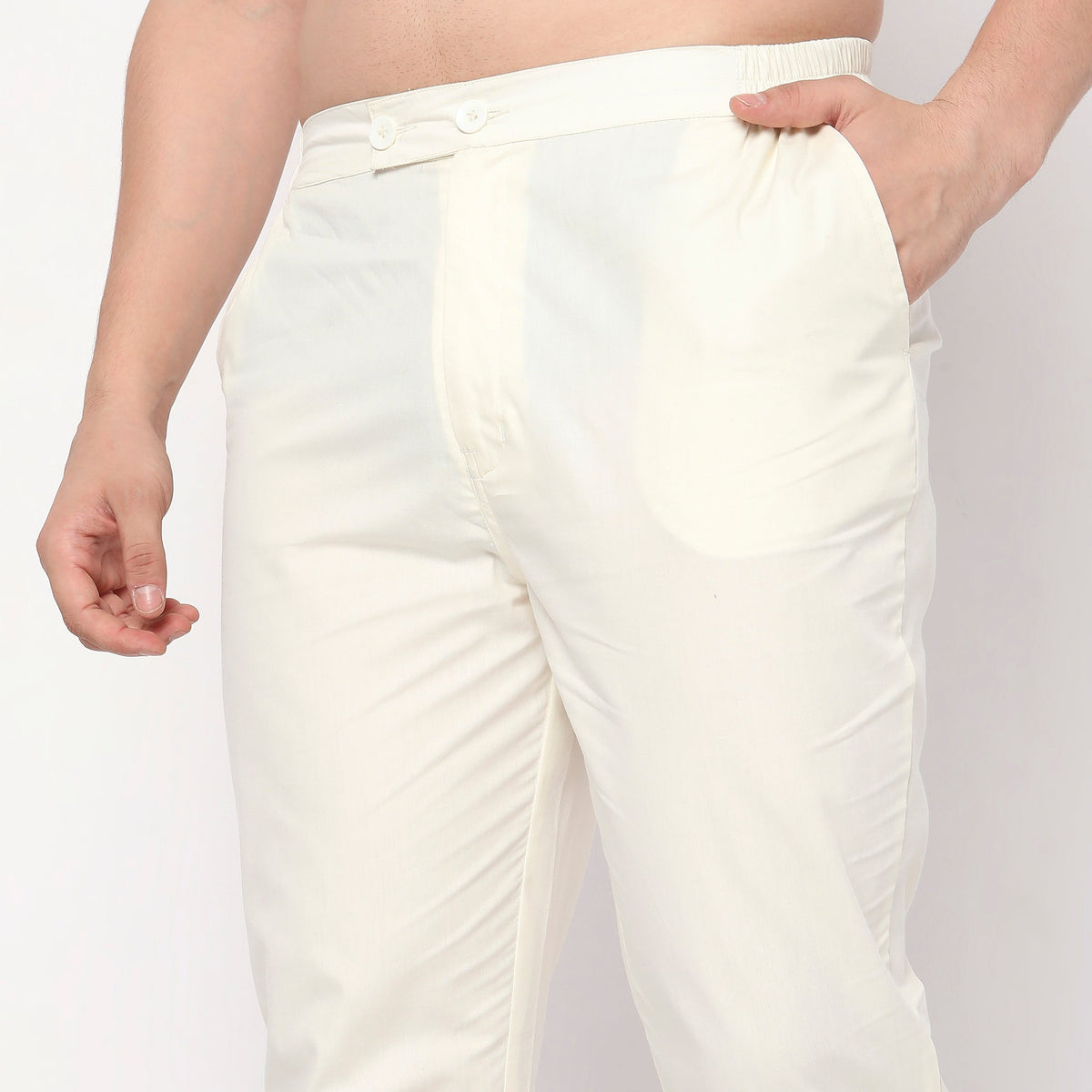 Slim Fit Solid Mid Rise Trousers