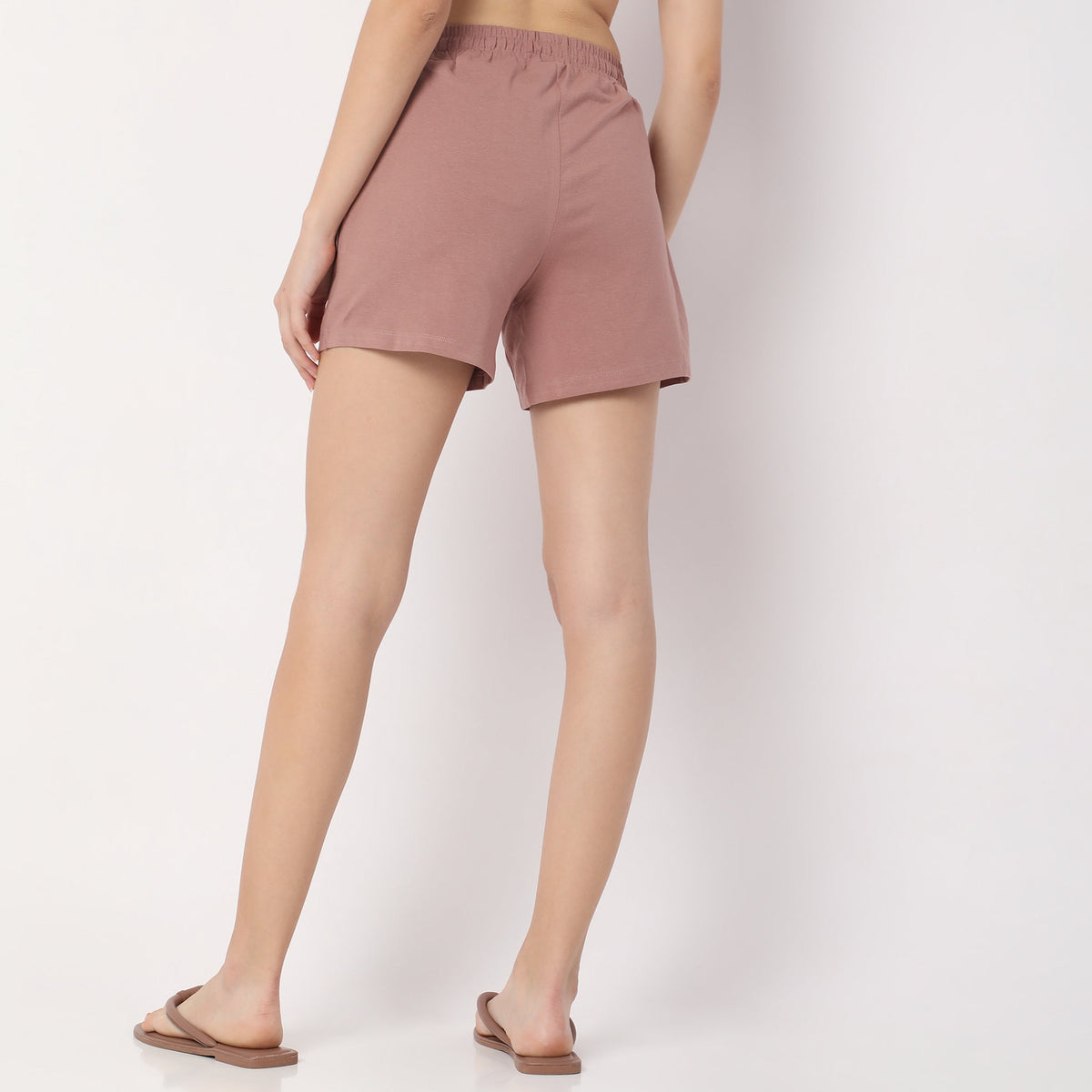 Regular Fit Solid Mid Rise Shorts