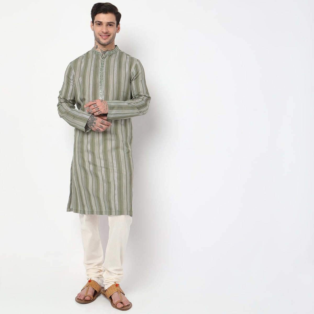 Slim Fit Striped Kurta