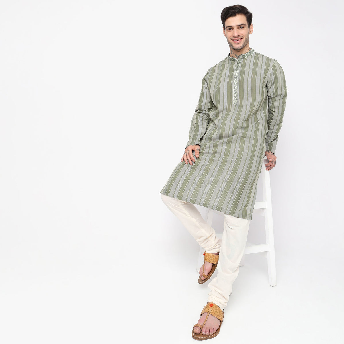 Slim Fit Striped Kurta