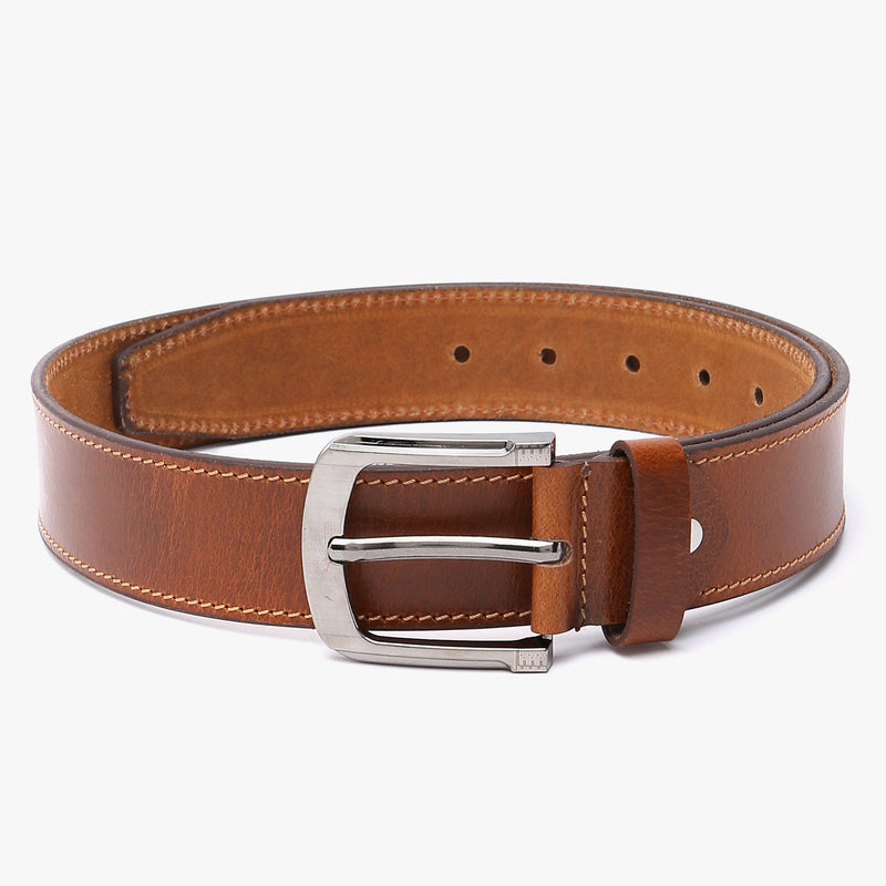 Men Wearing Genuine Leather Tan Belts