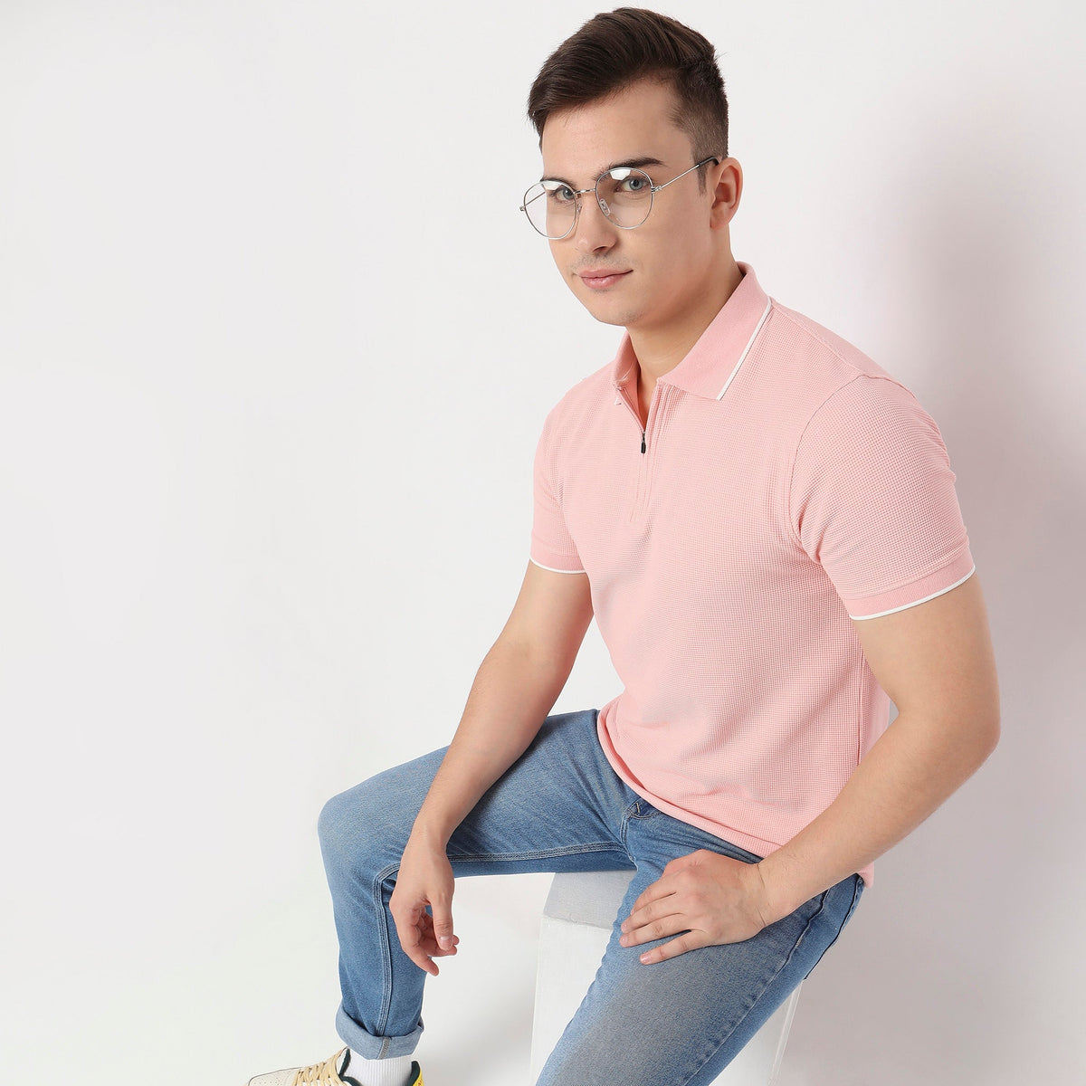 Regular Fit Textured Polo T-Shirt