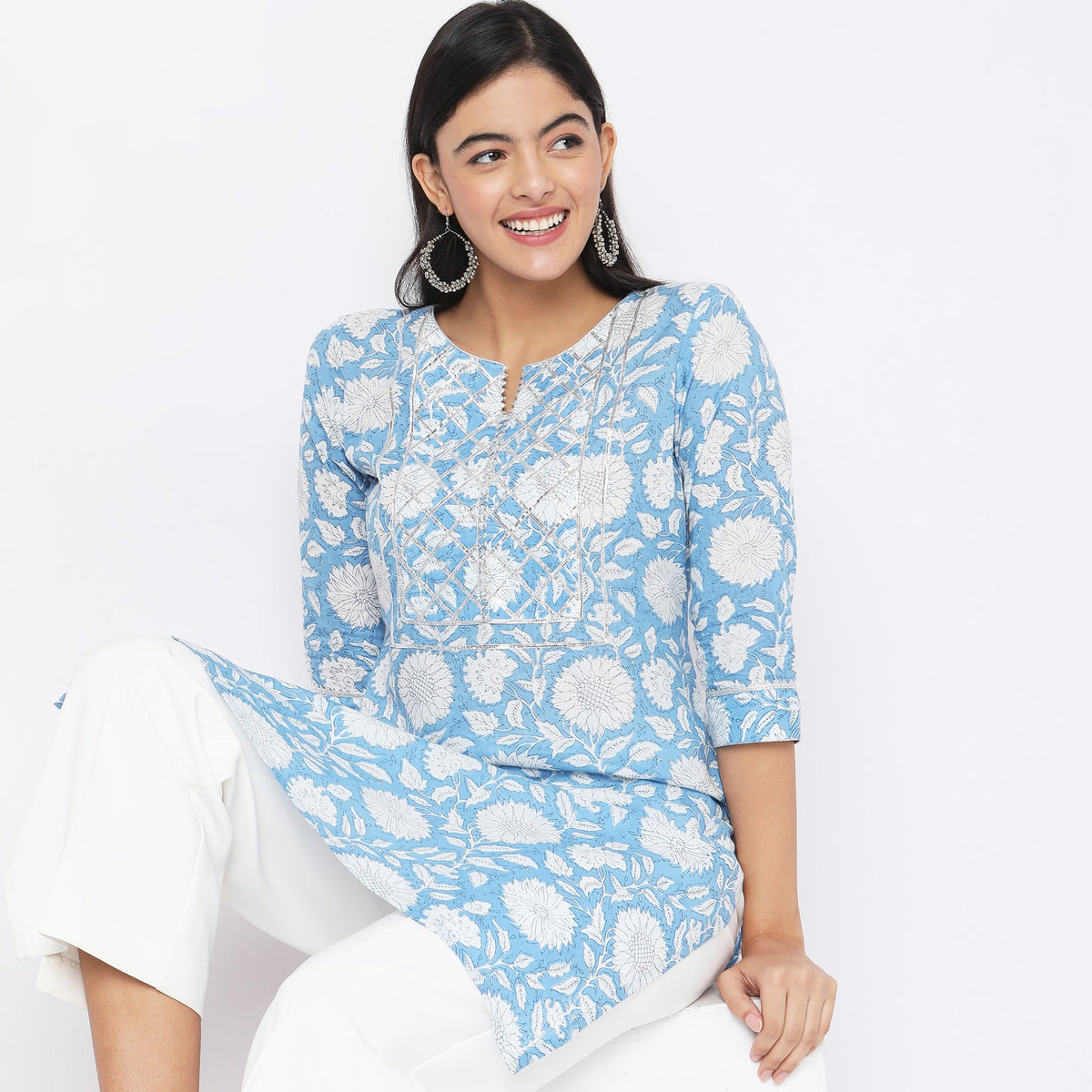 Straight Fit Floral Kurta