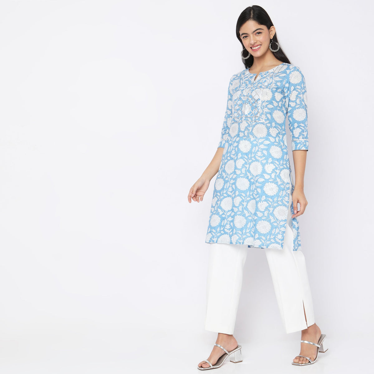 Straight Fit Floral Kurta