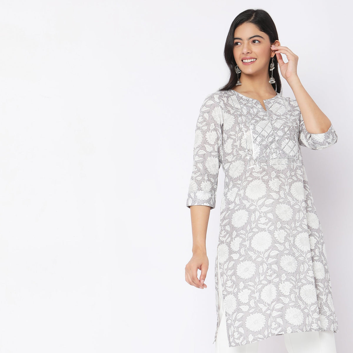 Straight Fit Floral Kurta