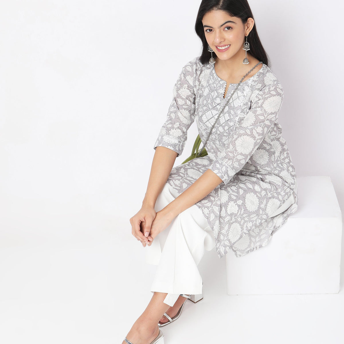 Straight Fit Floral Kurta