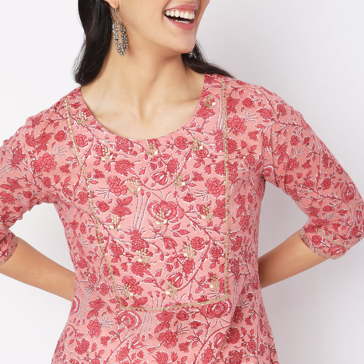 Straight Fit Floral Kurta