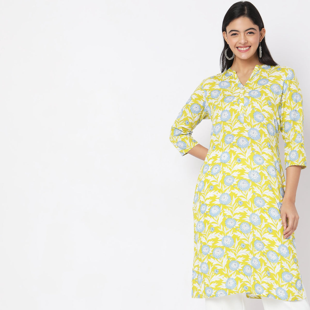 Straight Fit Floral Kurta