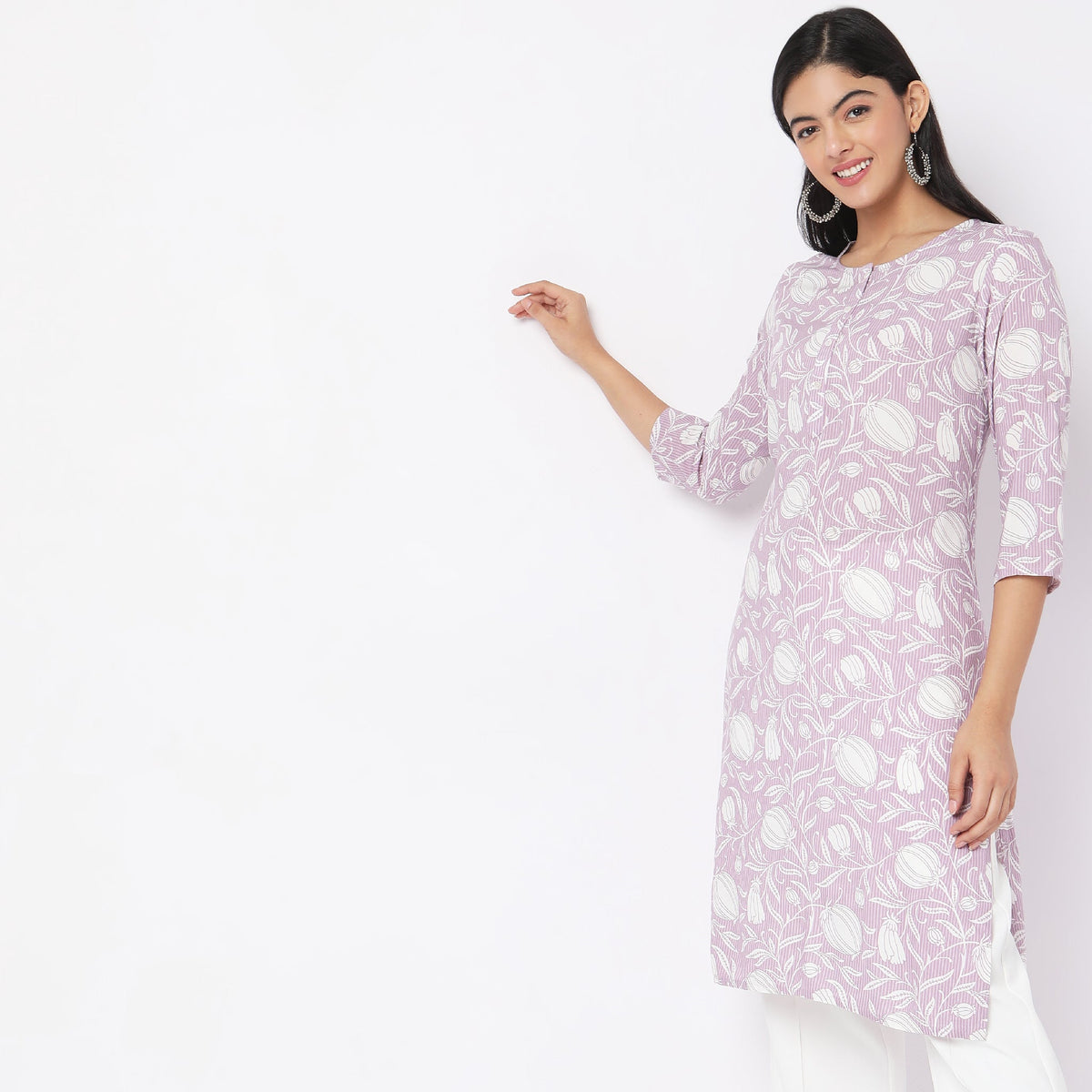 Straight Fit Floral Kurta