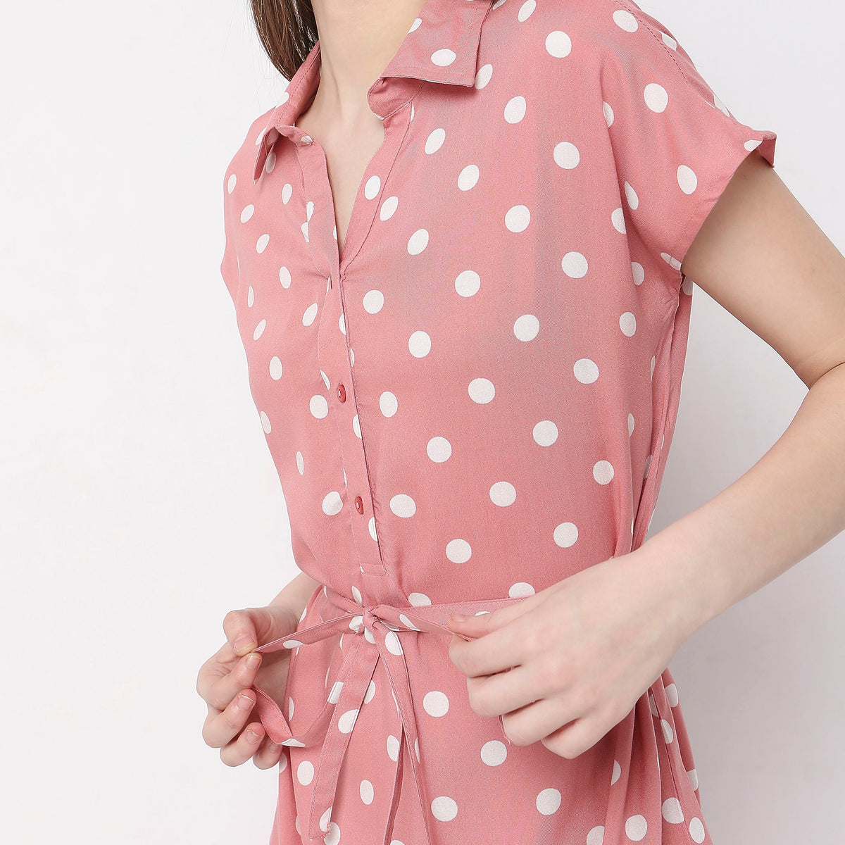 Women Wearing Regular Fit Polka Dot Dress