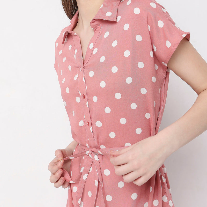 Women Wearing Regular Fit Polka Dot Dress