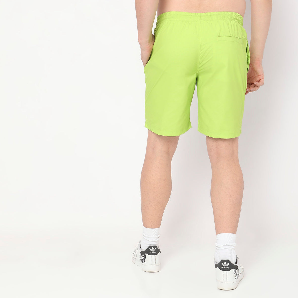 Regular Fit Solid Mid Rise Shorts