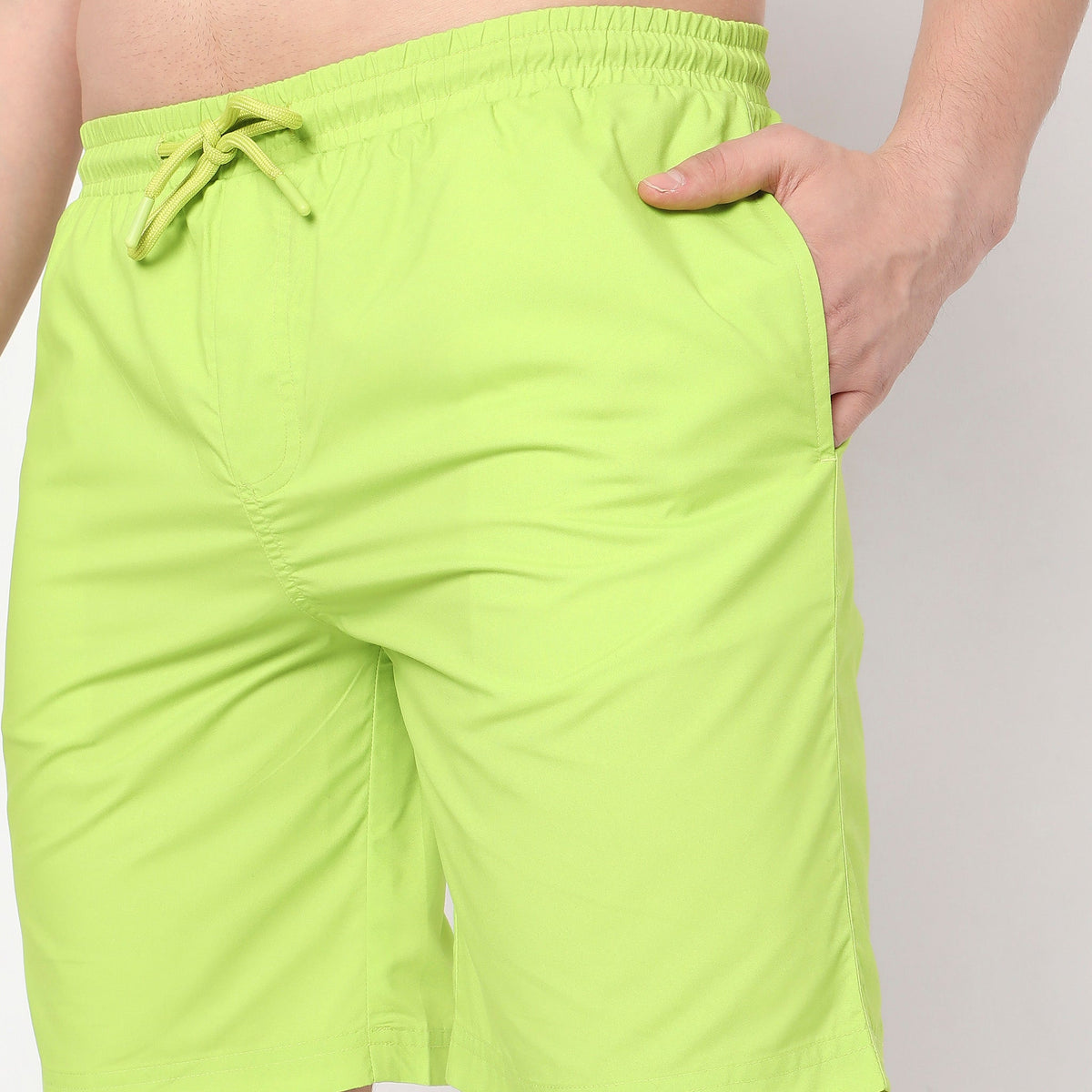 Regular Fit Solid Mid Rise Shorts