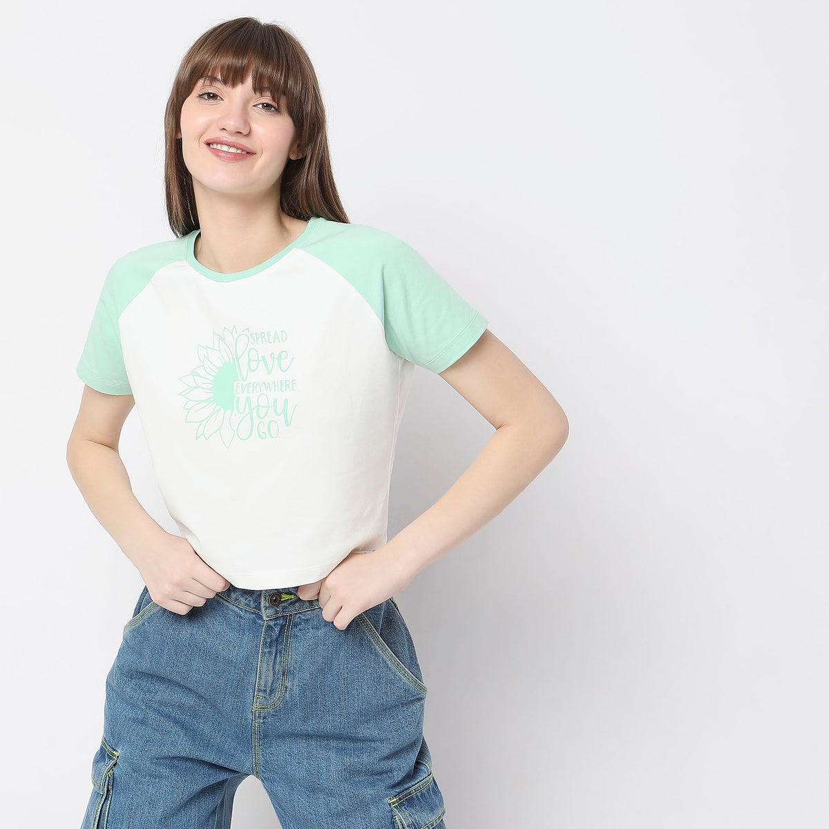 Women Wearing Regular Fit Graphic T-Shirt