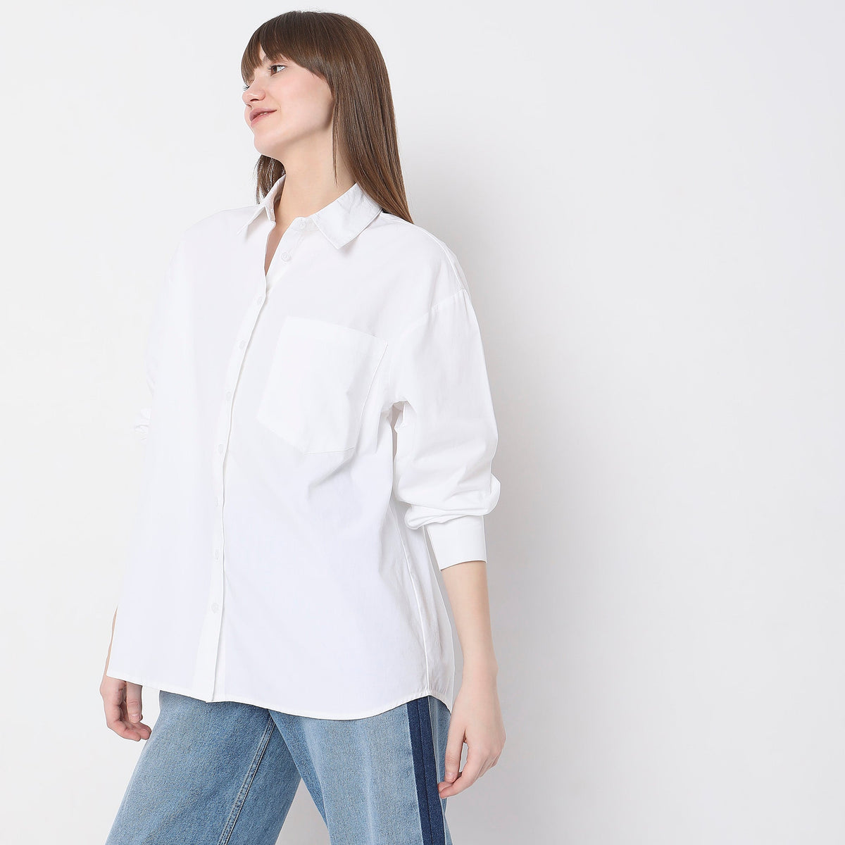 Women Wearing Regular Fit Solid Shirt