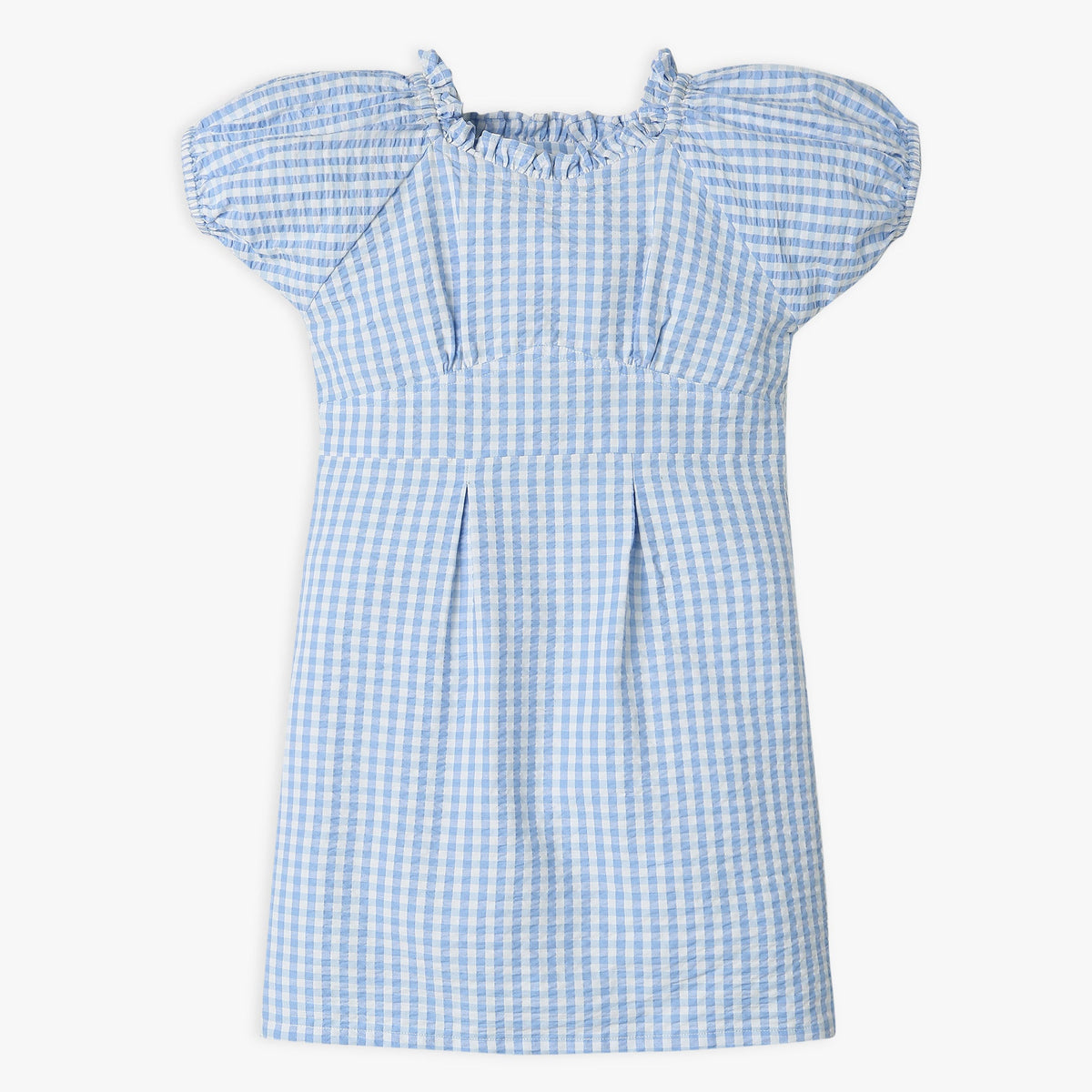 Girl Wearing Girl's Regular Fit Checkered Frock