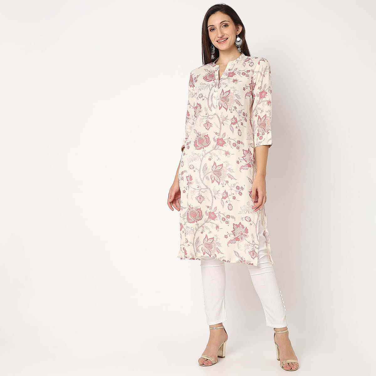 Straight Fit Floral Kurta