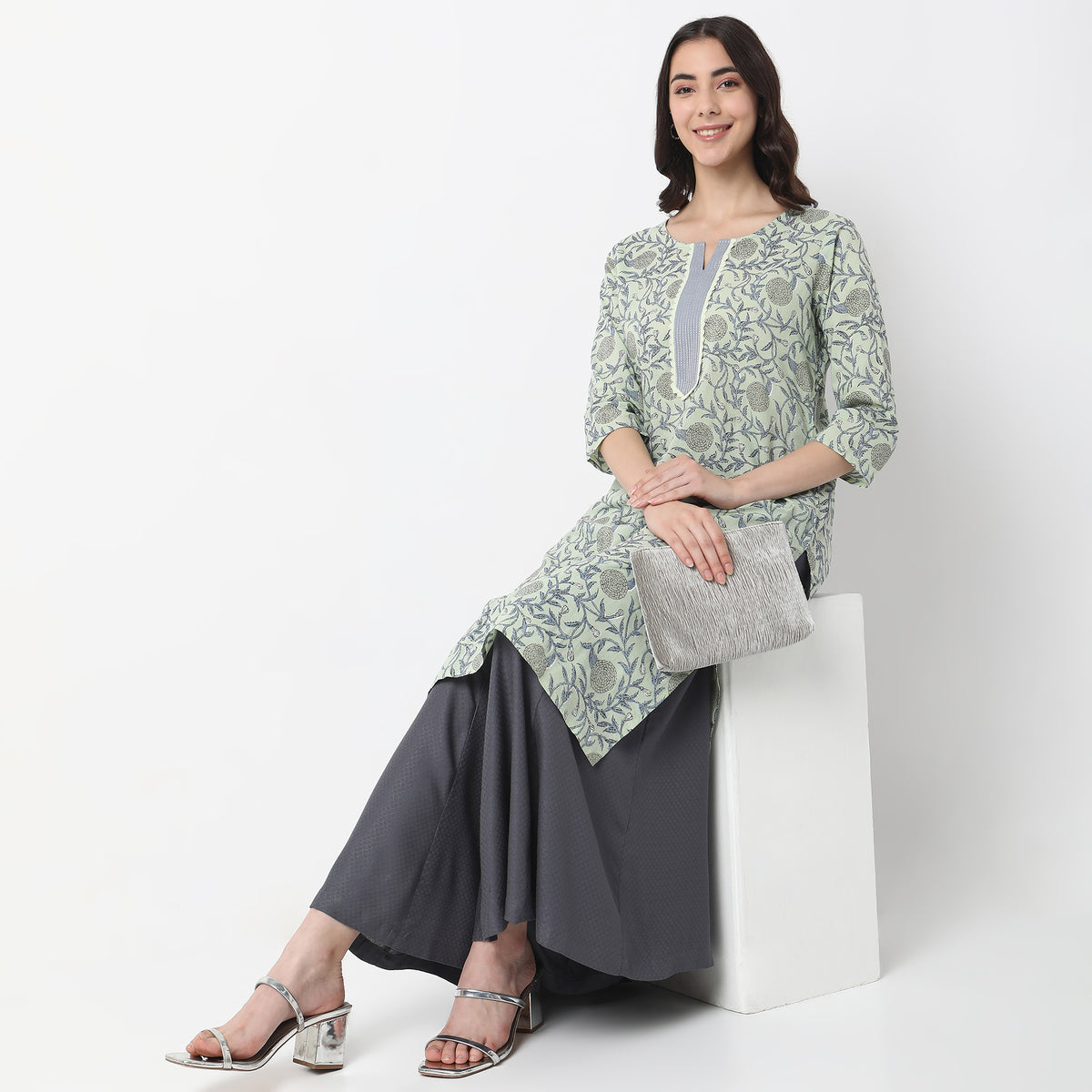 Straight Fit Floral Kurta