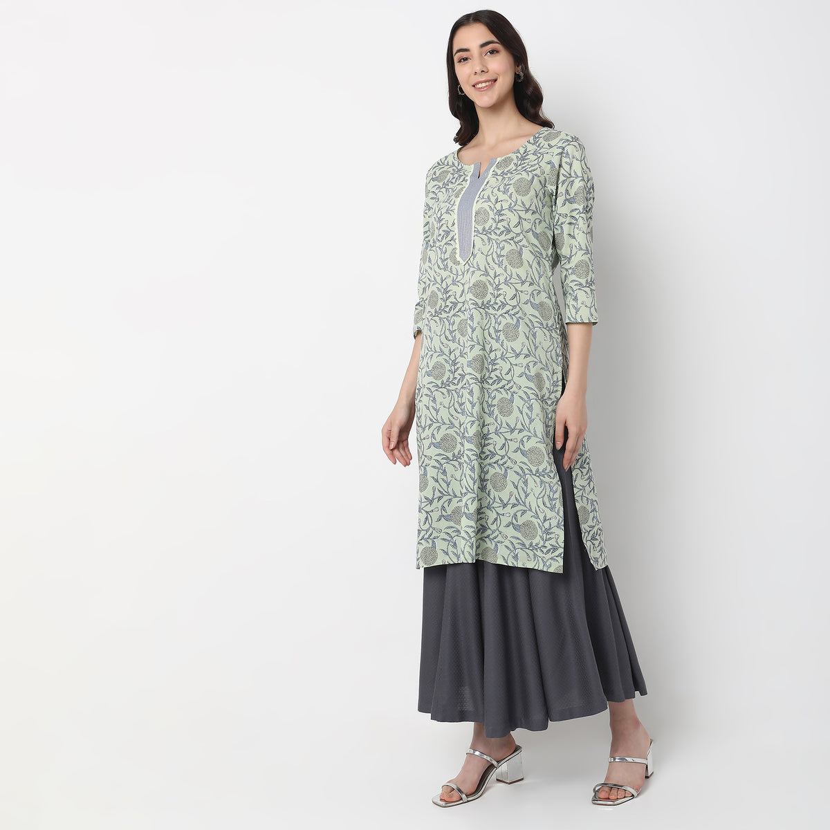 Straight Fit Floral Kurta