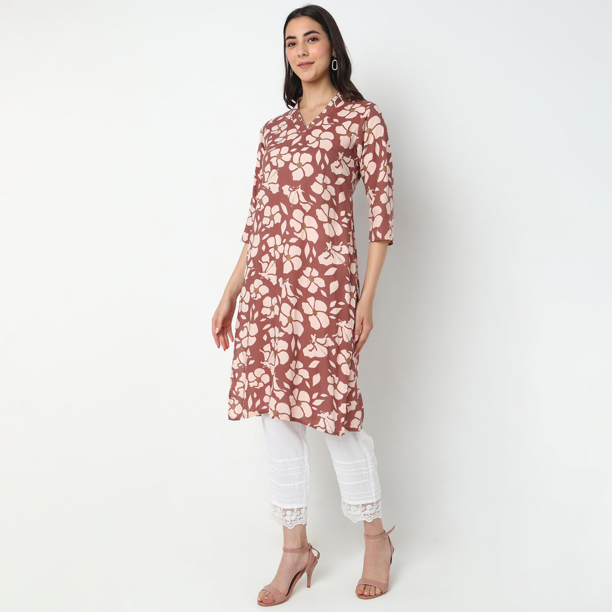 Straight Fit Floral Kurta