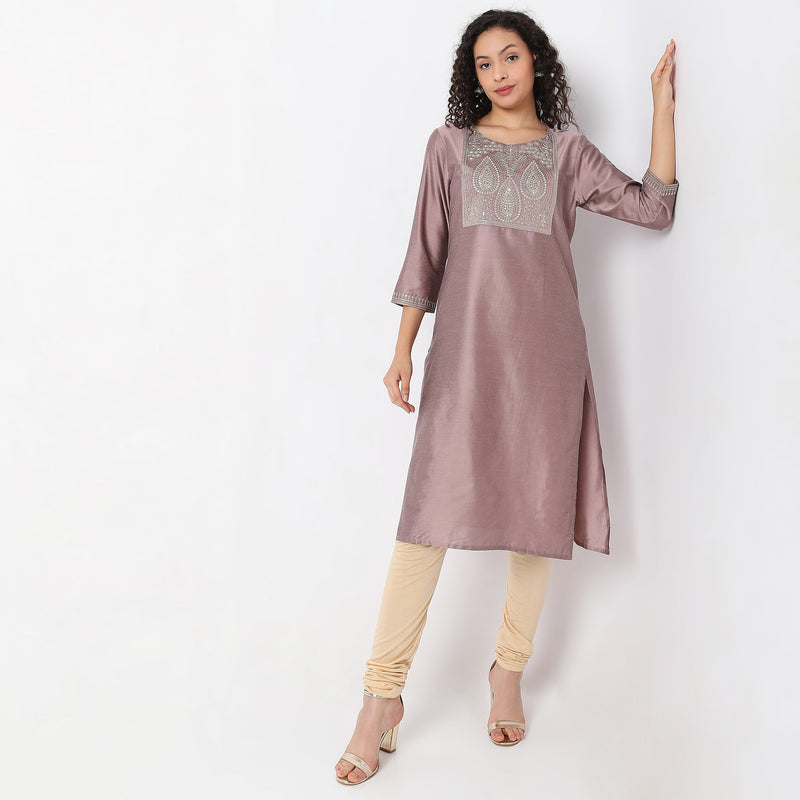 Straight Fit Solid Kurta