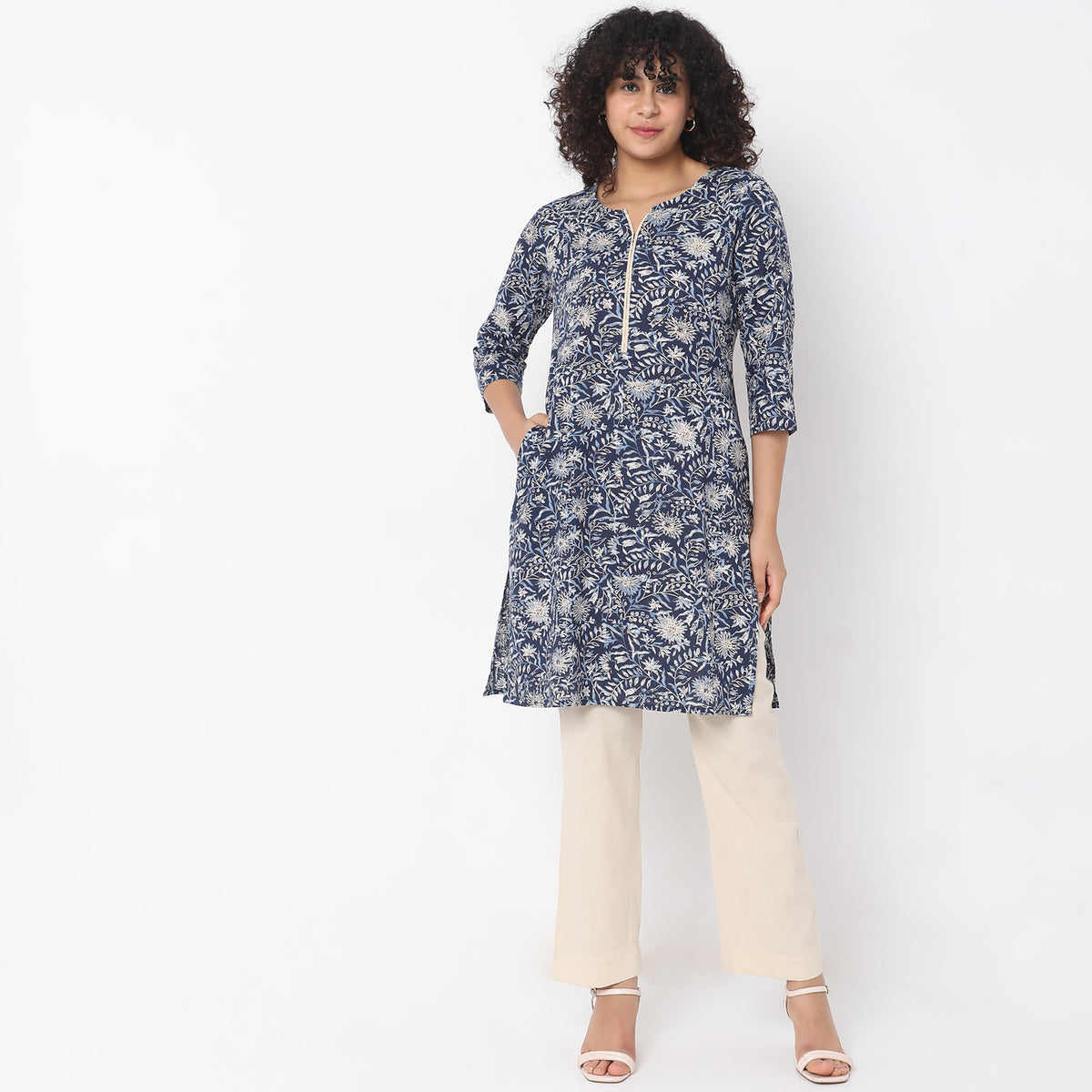 Straight Fit Floral Kurta