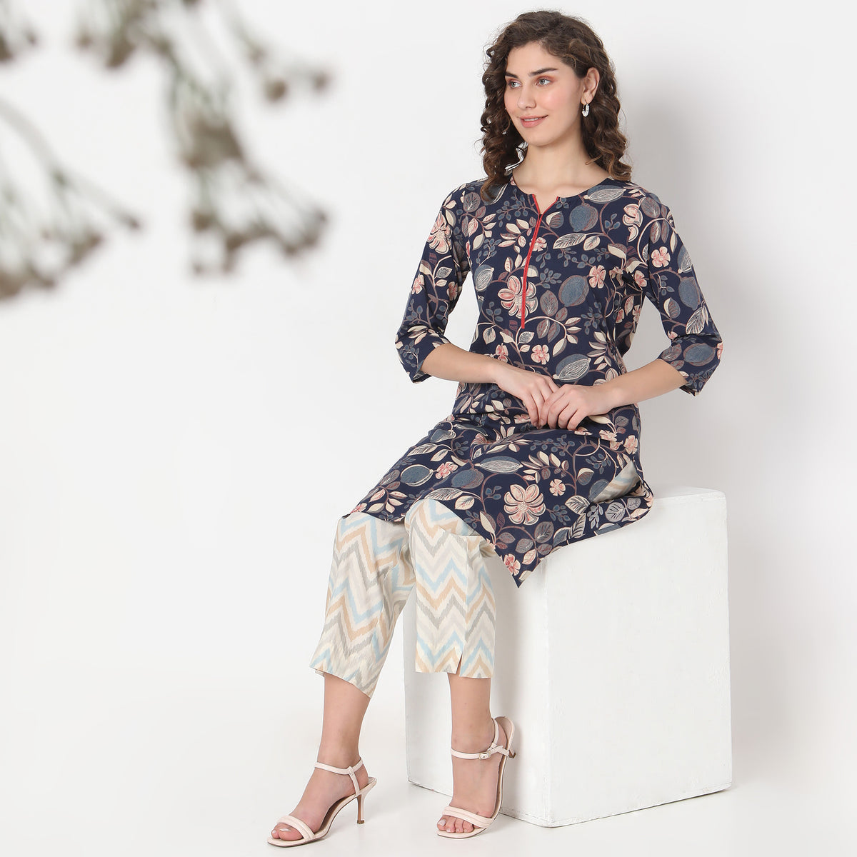 Straight Fit Floral Kurta