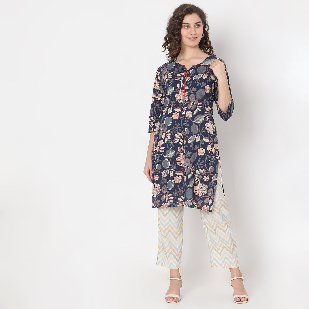 Straight Fit Floral Kurta