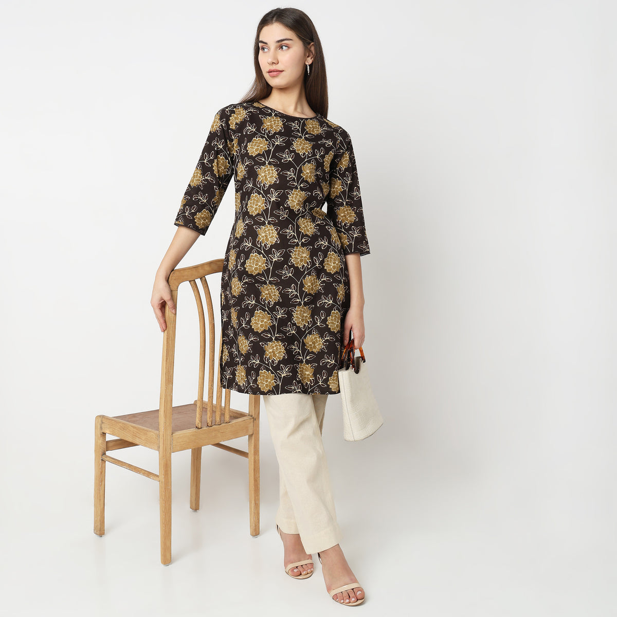 Straight Fit Floral Kurta