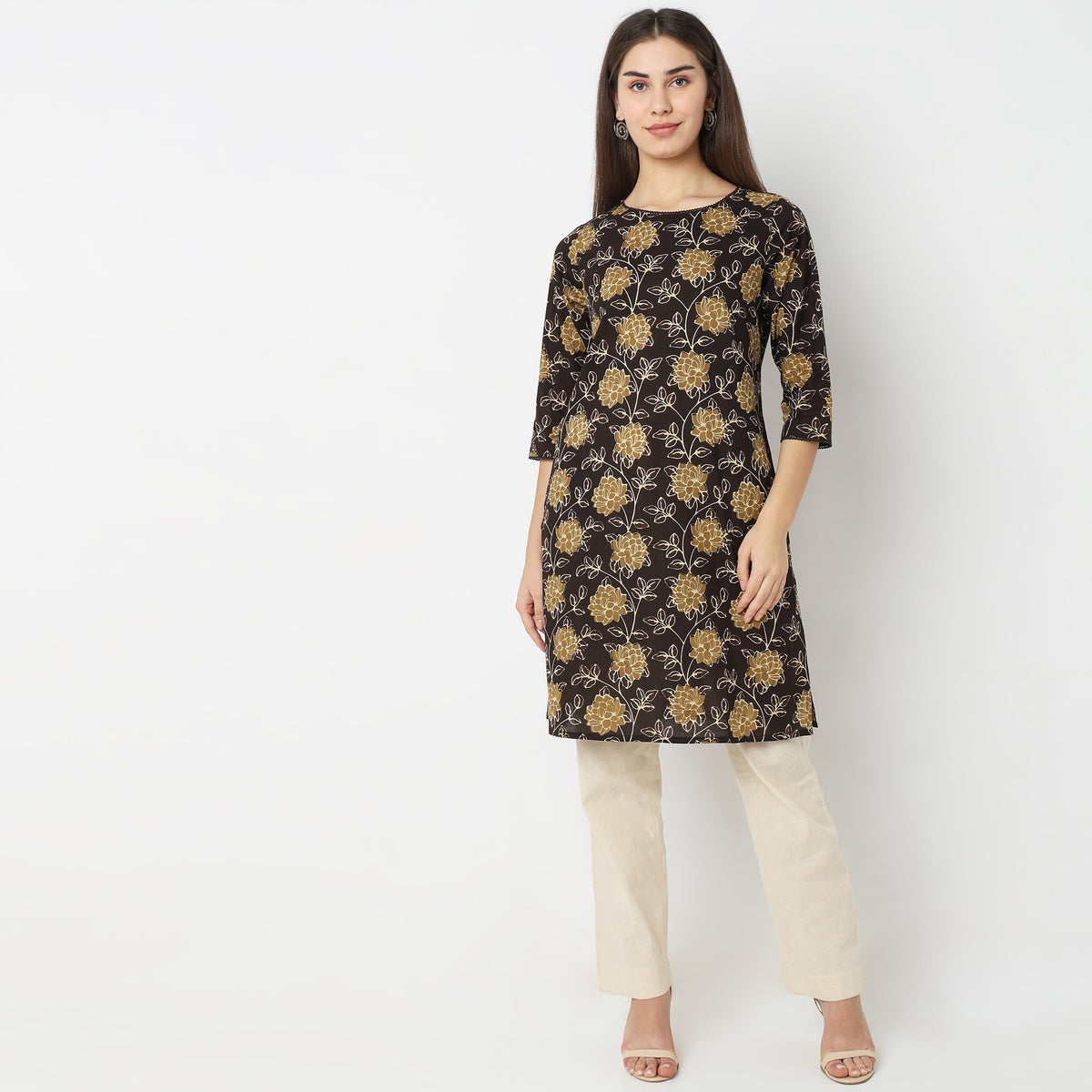 Straight Fit Floral Kurta