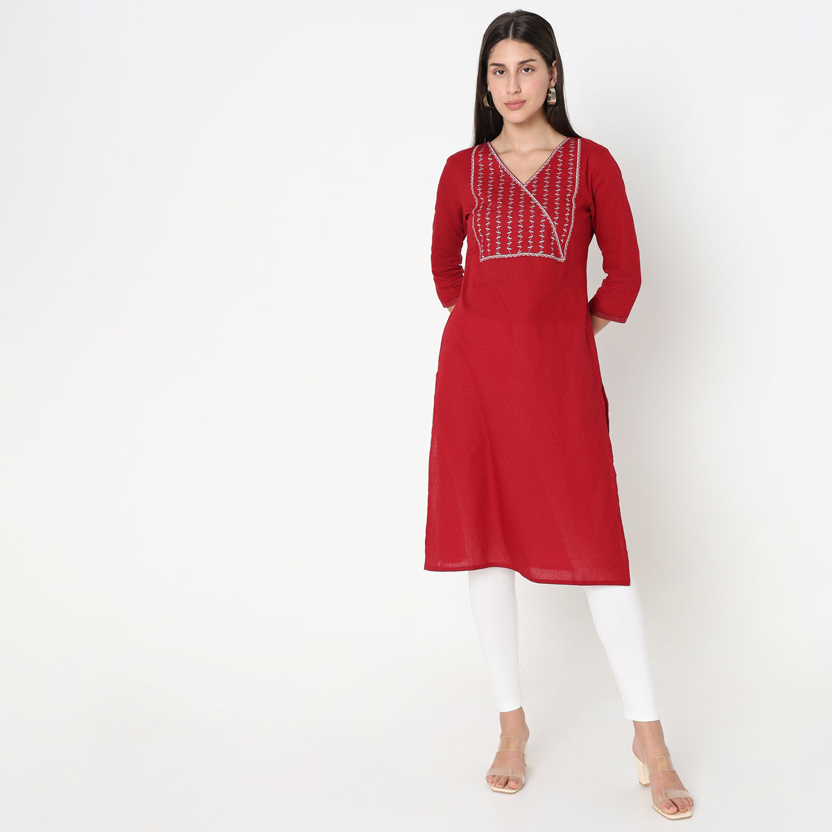 Straight Fit Embroidered Kurta