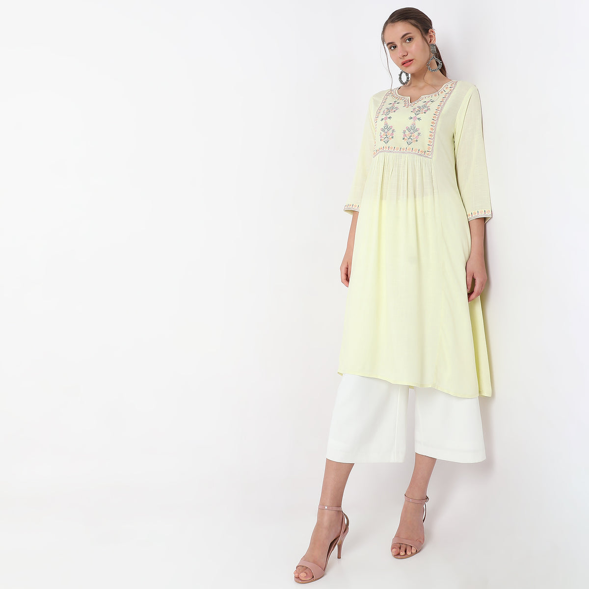 Flare Fit Embroidered Kurta