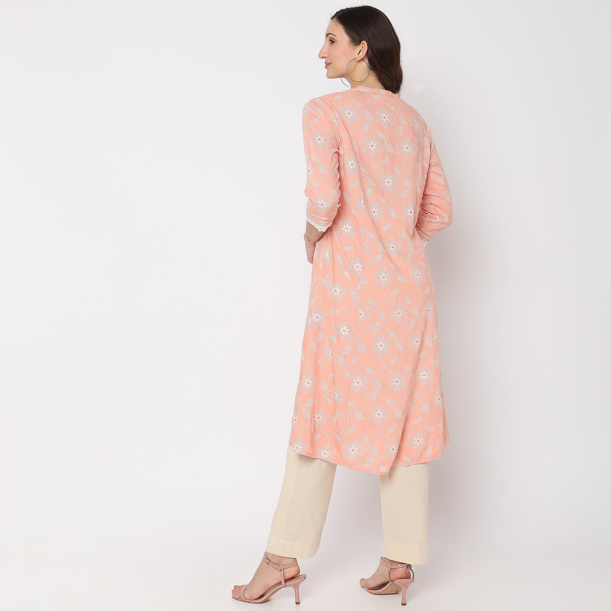 Women Wearing Flare Fit Printed Kurta