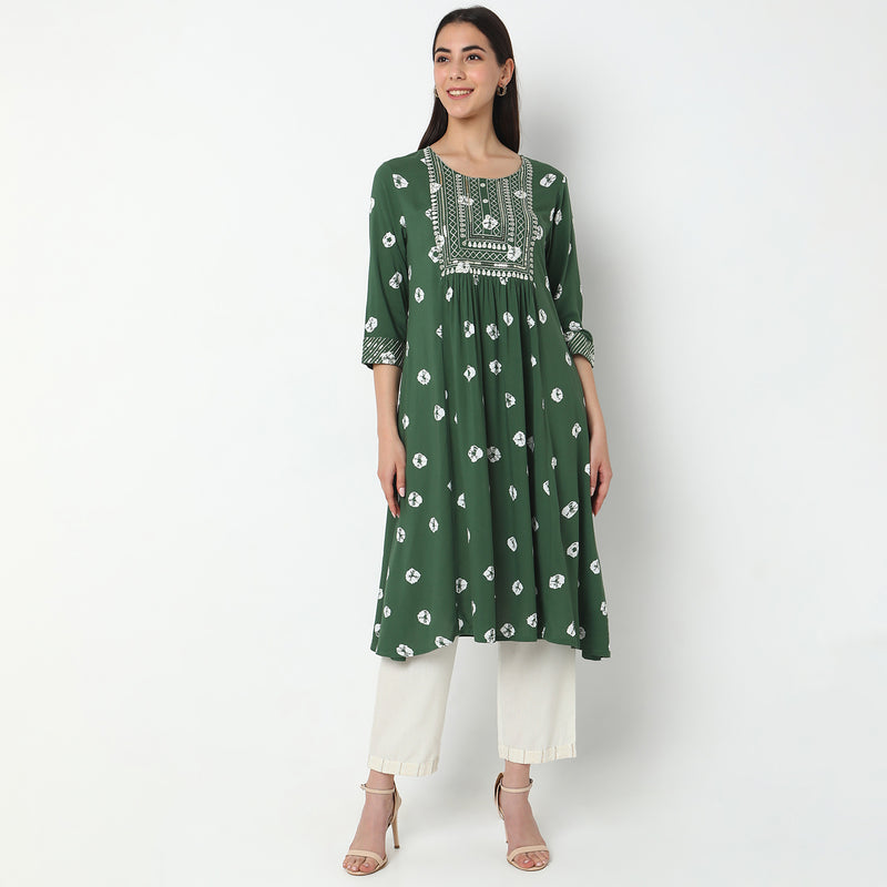 Flare Fit Printed Kurta