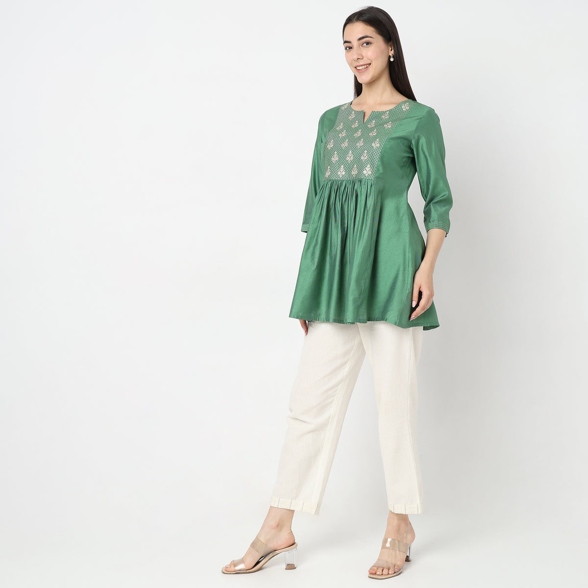 Flare Fit Embroidered Kurta