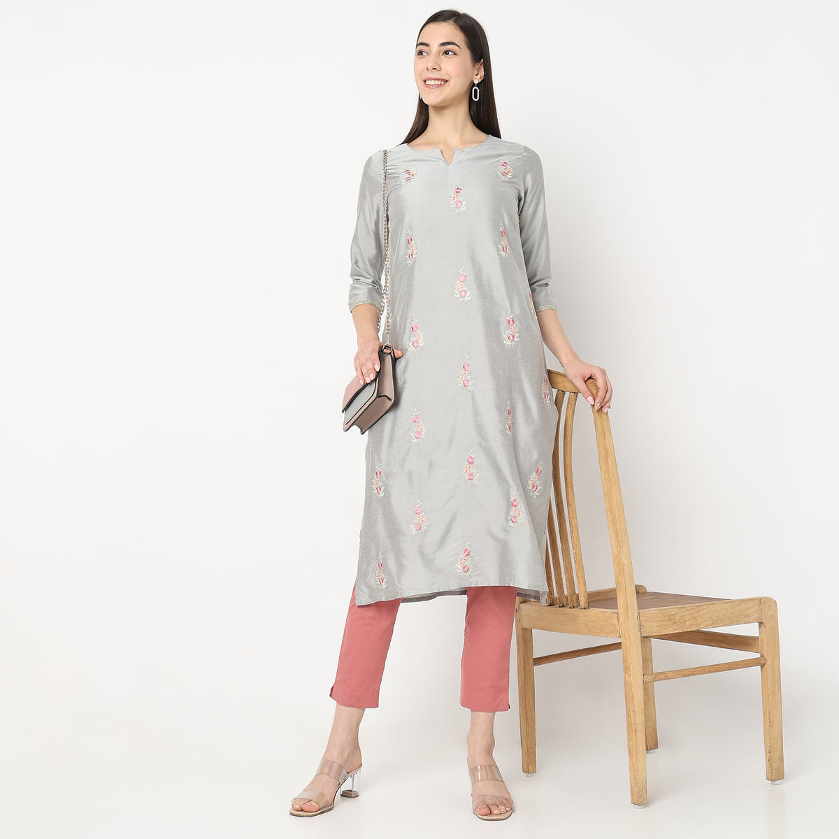 Straight Fit Embroidered Kurta