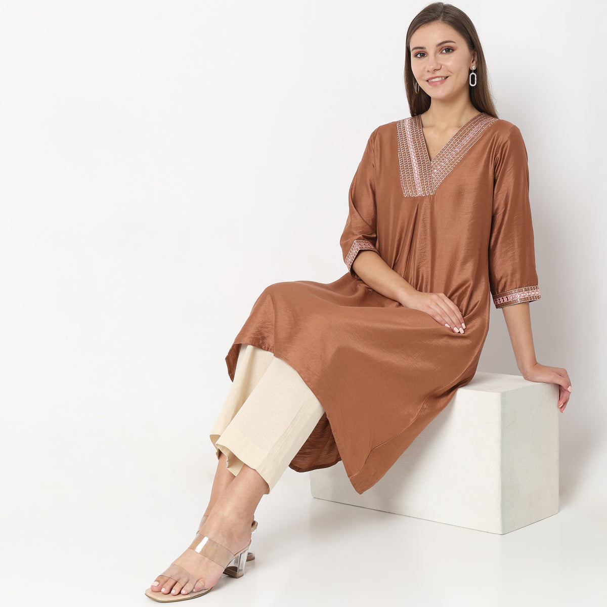 Flare Fit Embellished Kurta